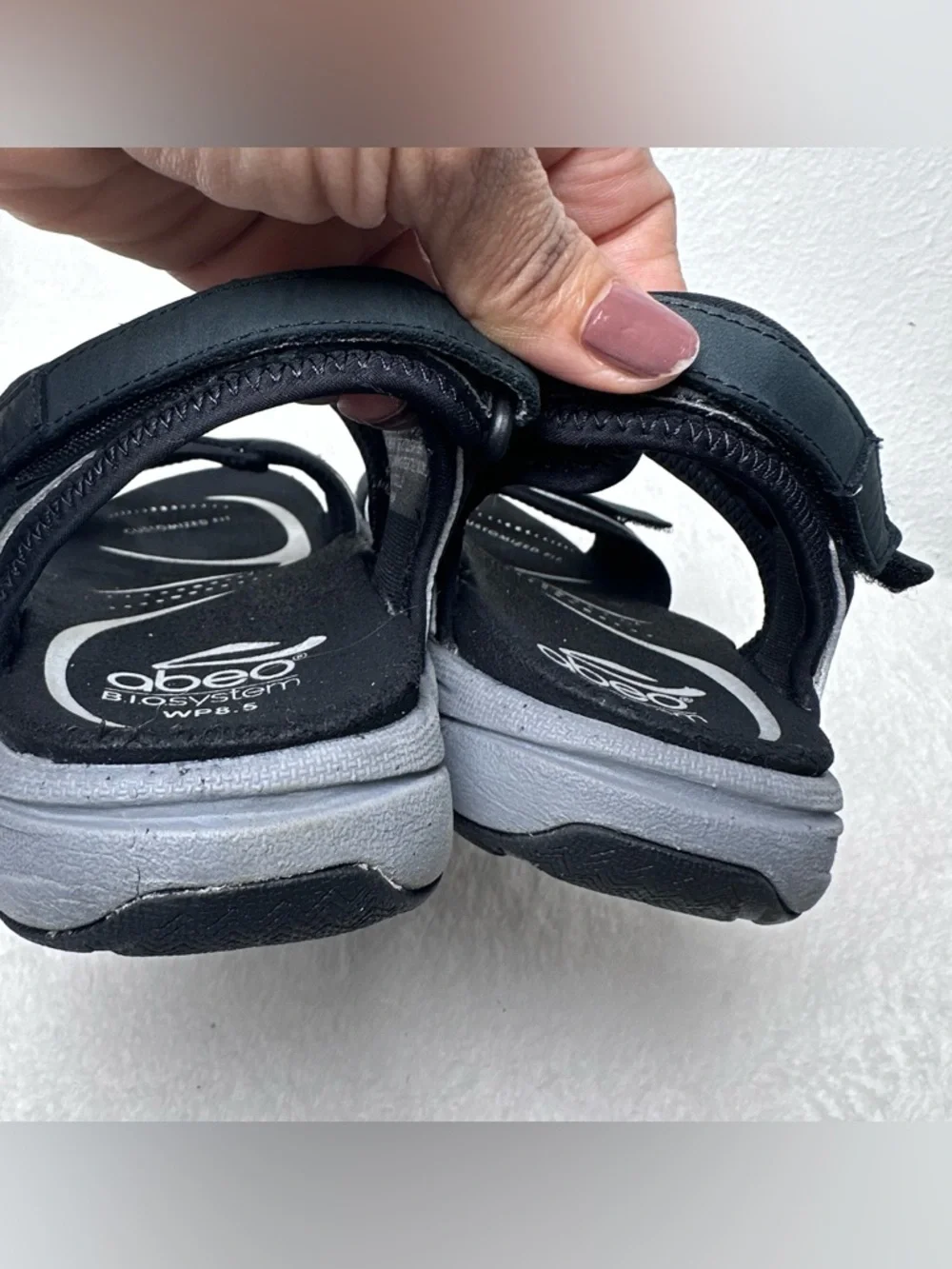 Abeo Bio System Women's Sandals Black Size 8.5 WP Comfort Strappy Orthotic Fit - Picture 12 of 16